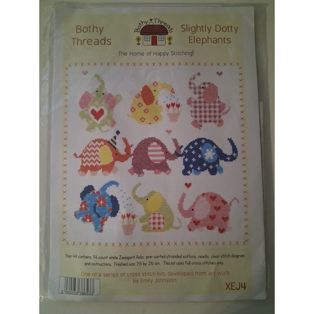 Bothy Threads Cross Stitch Kit XEJ4 Slightly Dotty Elephants New Sealed